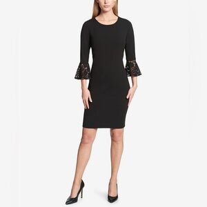 Tommy Hilfiger Women’s Black Dress with Lace Cuffs - Size L